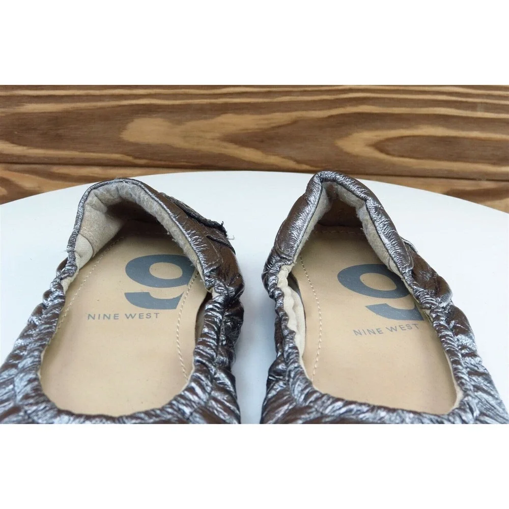 Nine West Youth Girls Shoes Size 3.5 M‎ Silver Ballet Synthetic